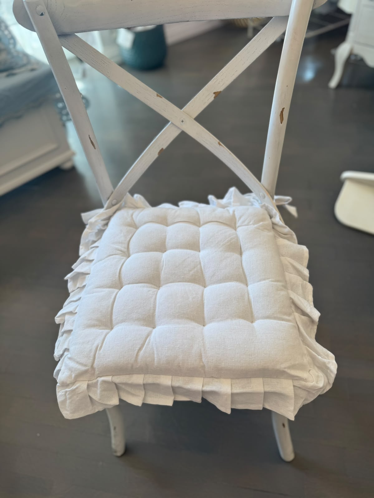 Cuscino da sedia in misto cotone - 2 varianti - 40x40 + 5 cm di volant - Coccole di Casa